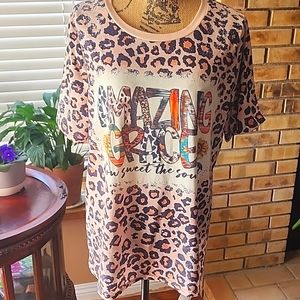 Animal print shirt with "Amazing Grace" wording